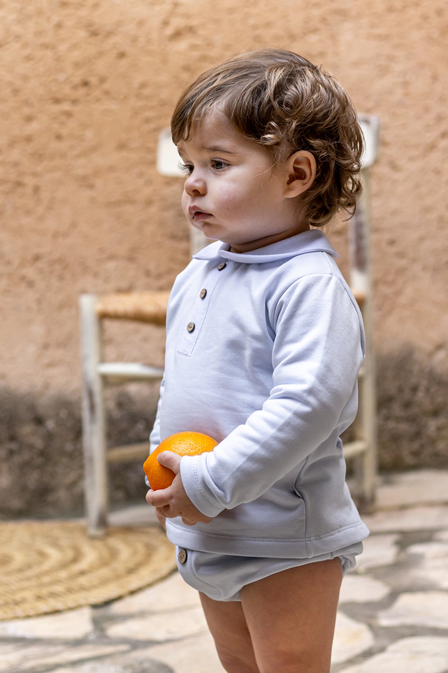 Conjunto Pololo Lebeche Celeste Calamaro | Niño 1-36 Meses 96% Algodón