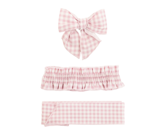 Complementos Berg Rosa Vichy Calamaro | Cinta, Turbante y Lazo para el Pelo