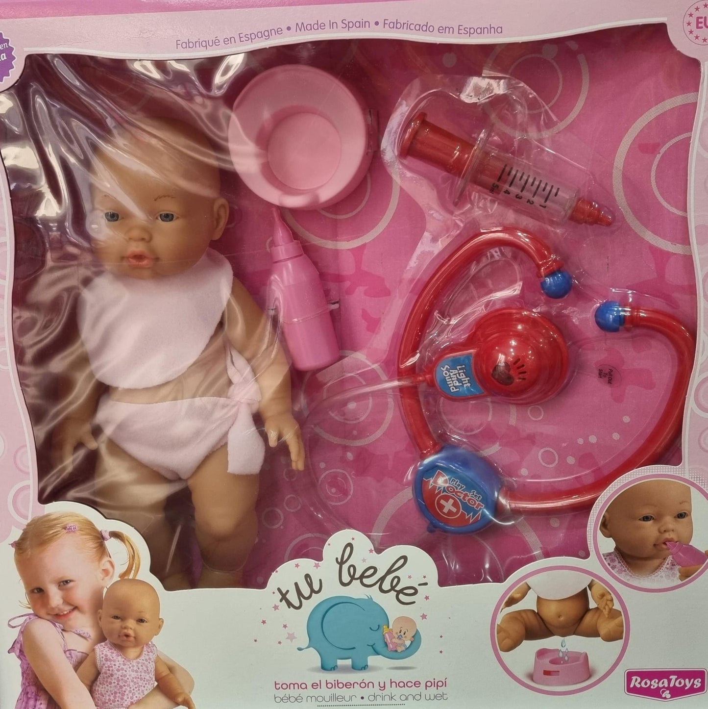 BEBE PIPI Y MEDICO ROSA TOYS