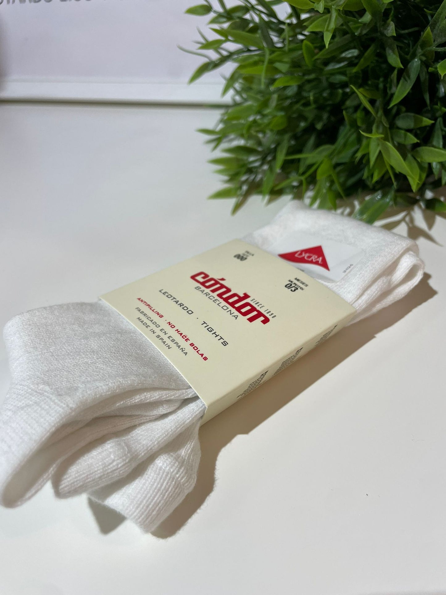 🤍 Leotardos Cóndor Básicos Punto Liso Blanco | Tallas 000 a 16 años