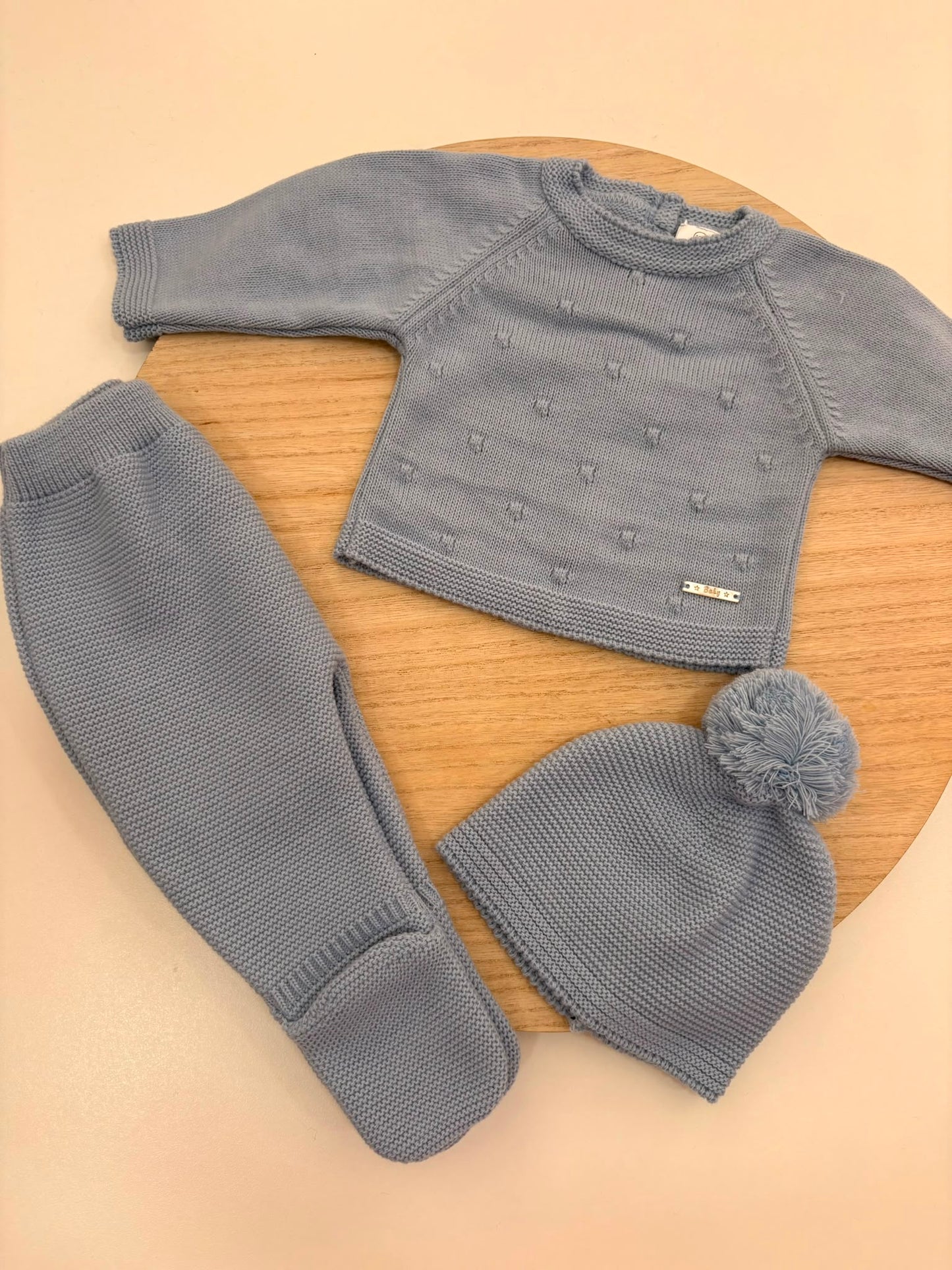 Conjunto de Primera Puesta Azulón para Bebé con Gorro y Polaina | Siju Moda Infantil