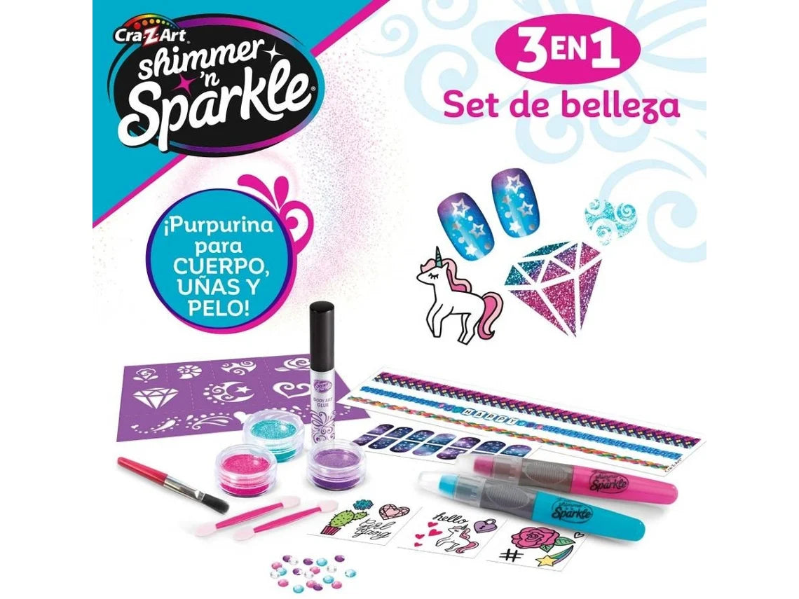 Shimmer 'n Sparkle Set De Purpurina Para Uñas, Cuerpo Y Pelo