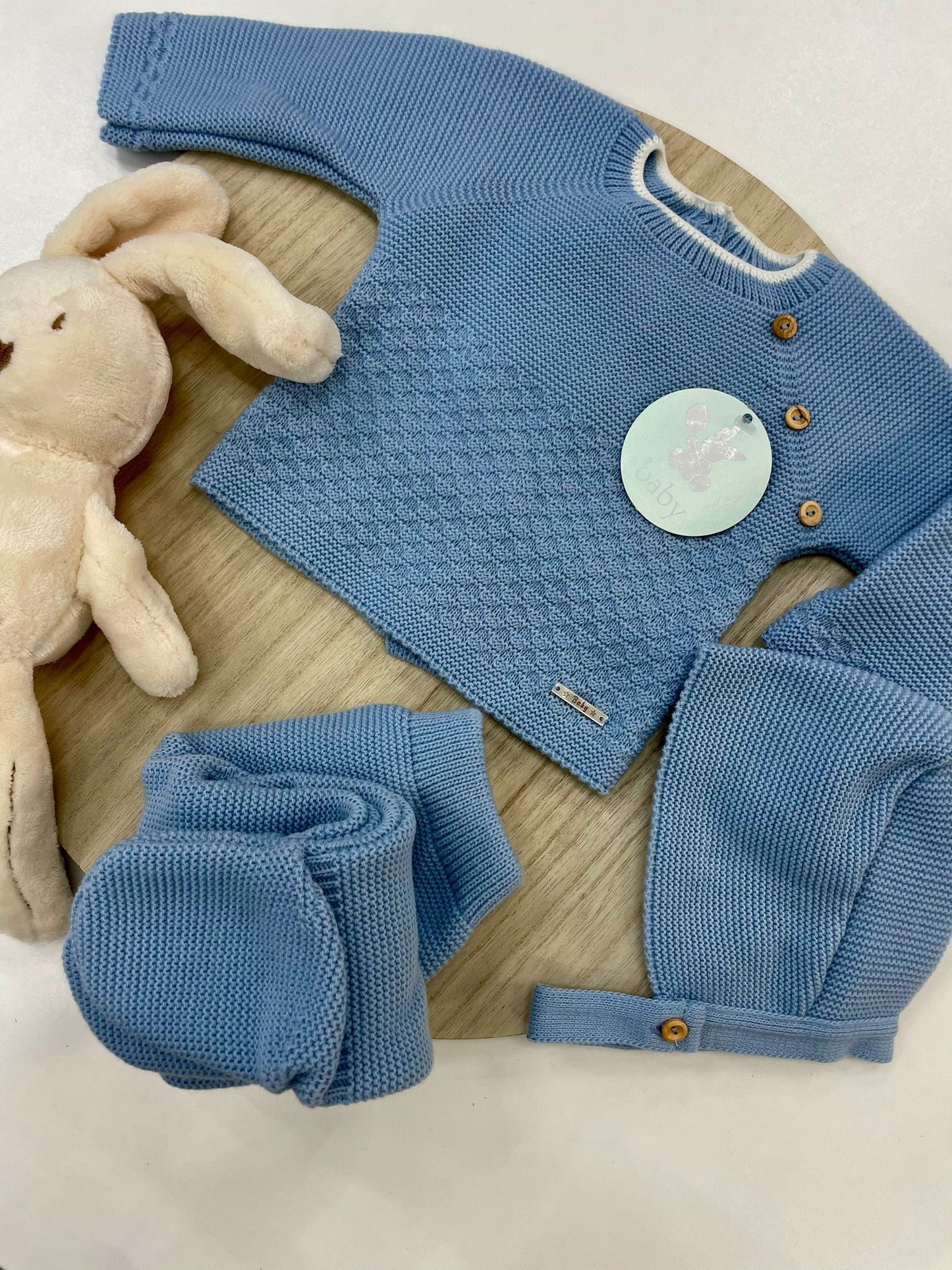 Conjunto Polaina Caricia Azul Pato 3 piezas recién nacido 00-6 meses | Primera puesta bebé