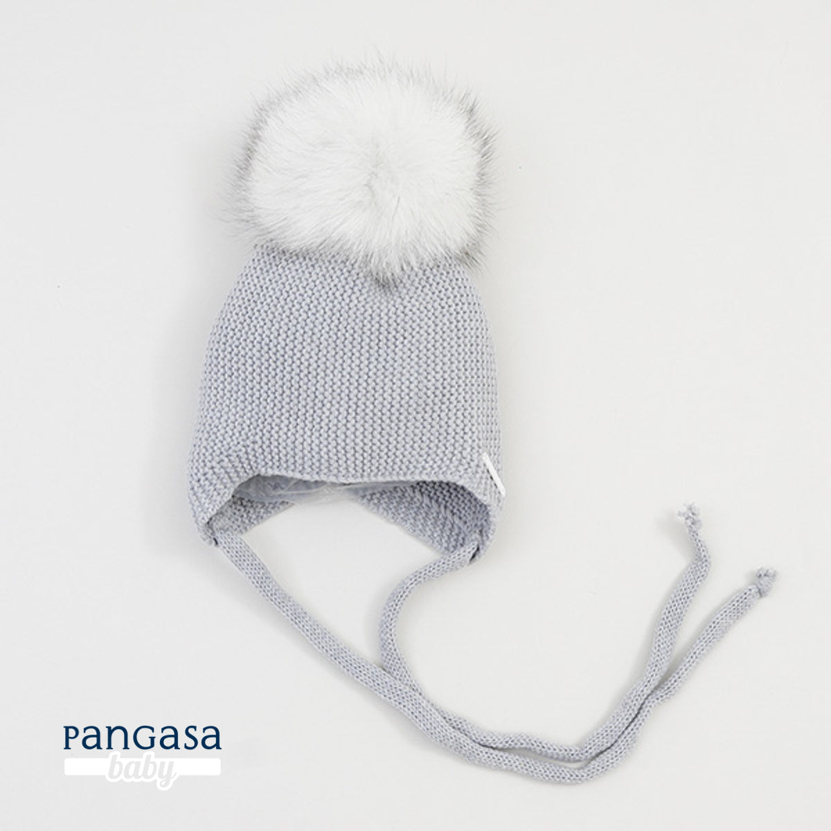 Gorro Orejero Aviador Gris Pangasa Baby 🌫️ 3-36M | Con pompón desmontable