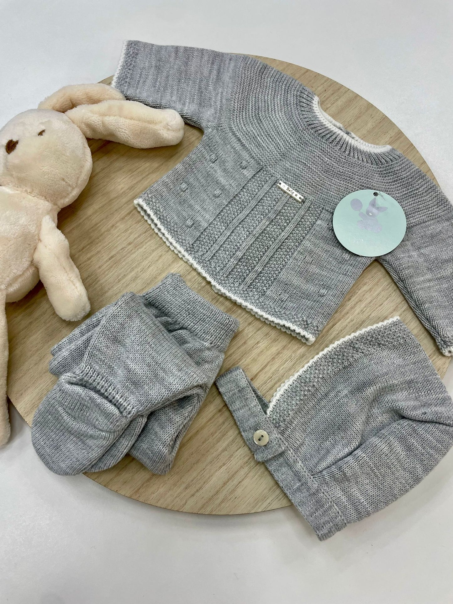 Conjunto Polaina Lucero Gris 3 Piezas Recién Nacido 0-6 Meses | Primera Puesta Bebé