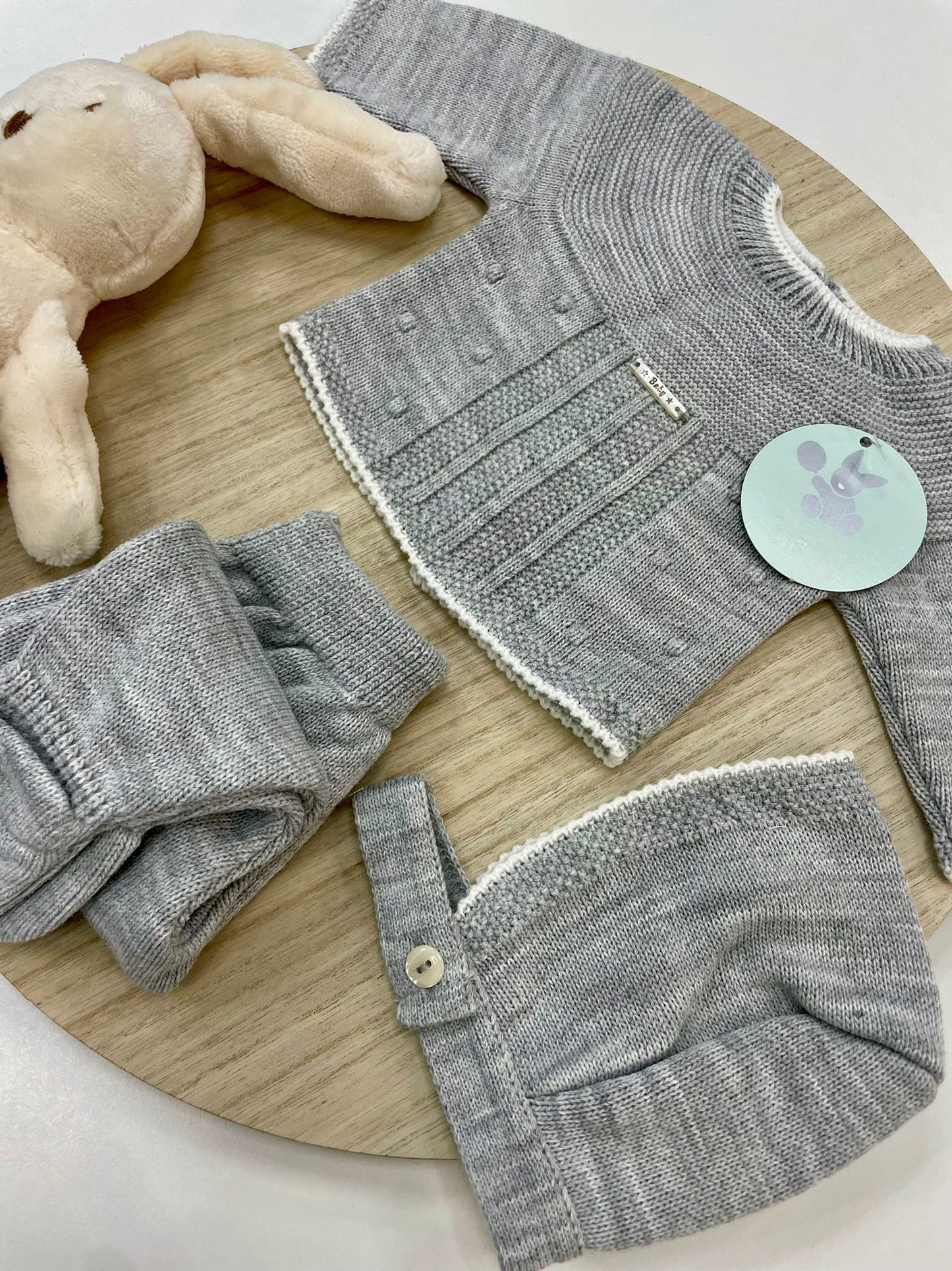 Conjunto Polaina Lucero Gris 3 Piezas Recién Nacido 0-6 Meses | Primera Puesta Bebé