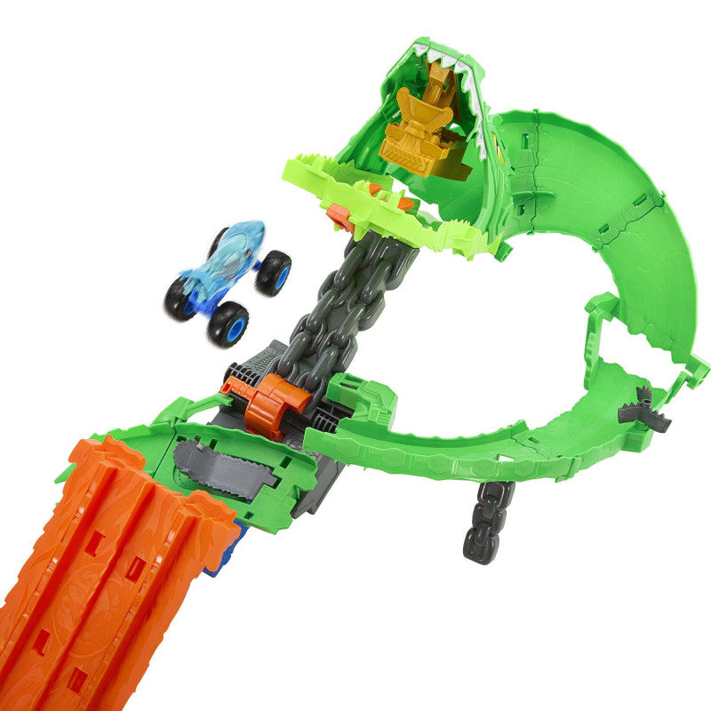 Hot Wheels Monster Trucks Conjunto Destrucción del Dragón Serie Sharks Vs Dinos