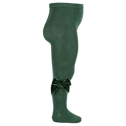 🌿 Leotardos Cóndor Lisos con Lazo Terciopelo Verde Botella | Tallas 000 a 16 años