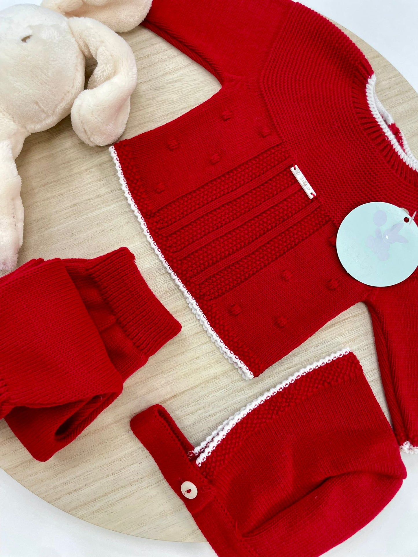 Conjunto Polaina Lucero Rojo 3 Piezas Recién Nacido 0-6 Meses | Primera Puesta Bebé