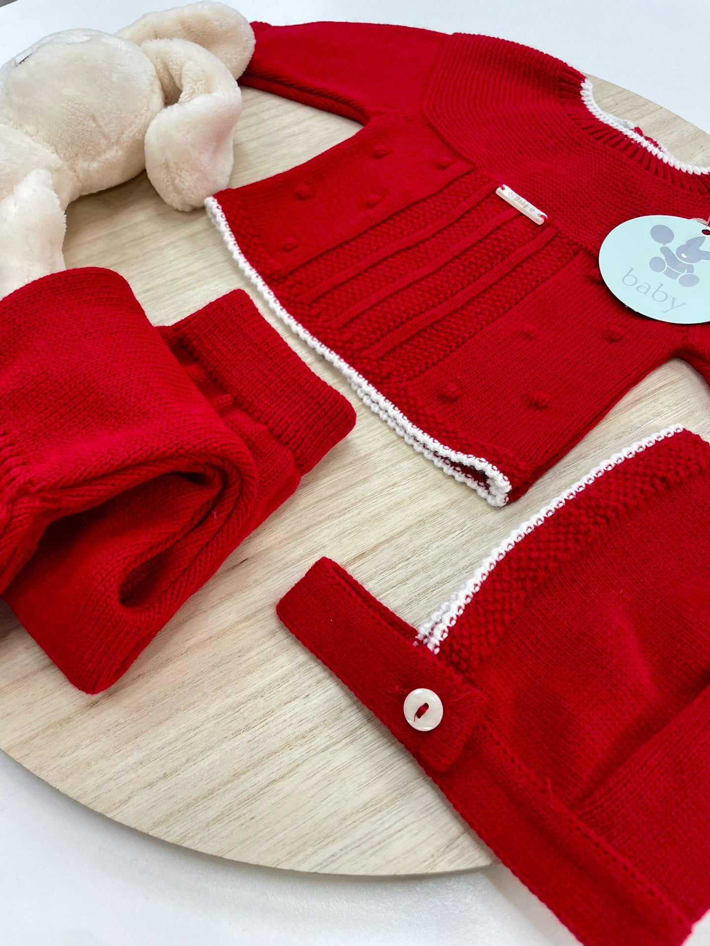 Conjunto Polaina Lucero Rojo 3 Piezas Recién Nacido 0-6 Meses | Primera Puesta Bebé