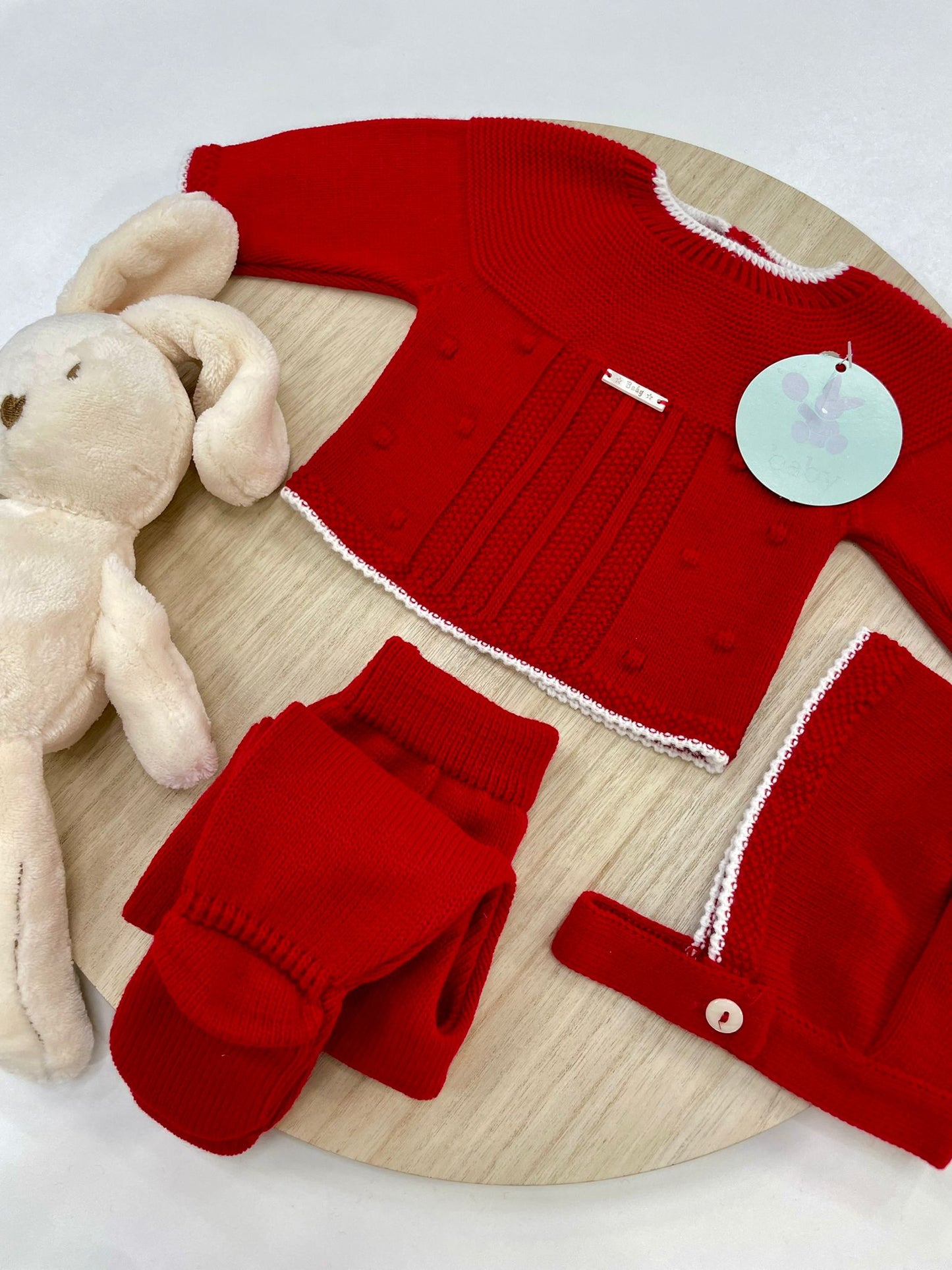 Conjunto Polaina Lucero Rojo 3 Piezas Recién Nacido 0-6 Meses | Primera Puesta Bebé