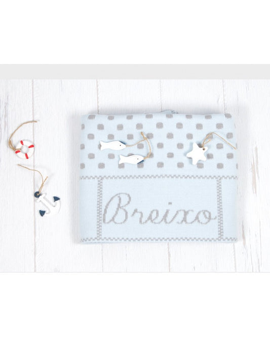 Mantita personalizada Pangasa 💙 celeste y topos gris – Baby