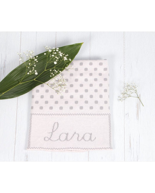 Mantita personalizada Pangasa 💗 rosa y topos gris – Dulce, suave y especial Baby