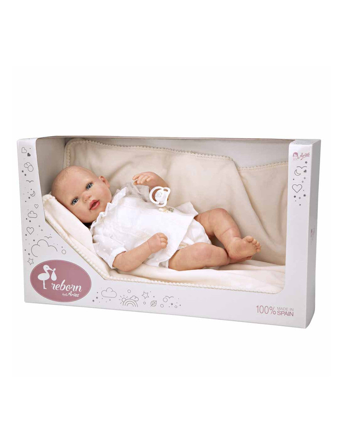 Muñeca Reborn Delia con Manta y Pelo Decorado – 45 cm | Arias 9816