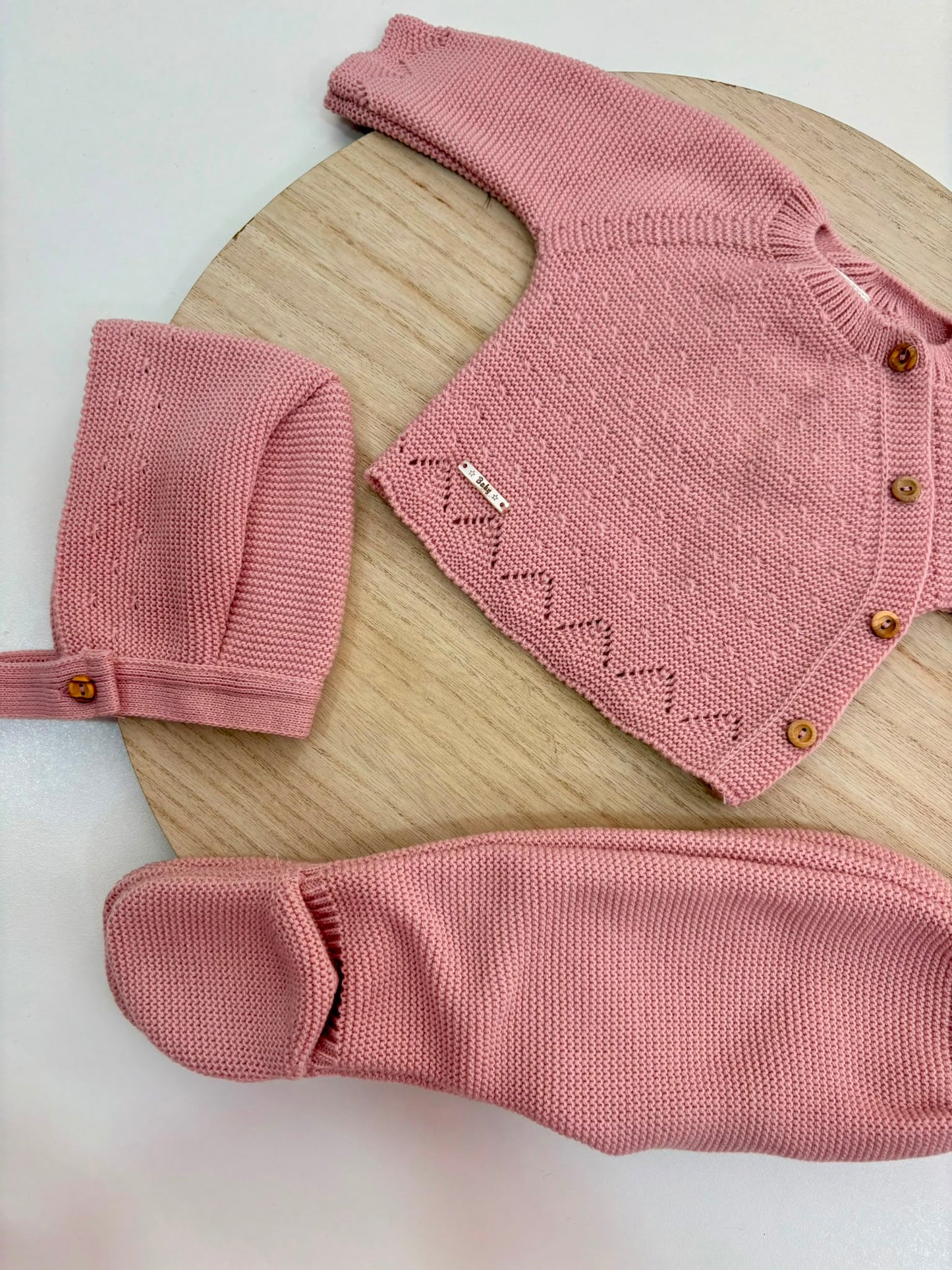 Conjunto de Primera Puesta Rosa Empolvado para Bebé con Capota y Polaina | Siju Moda Infantil