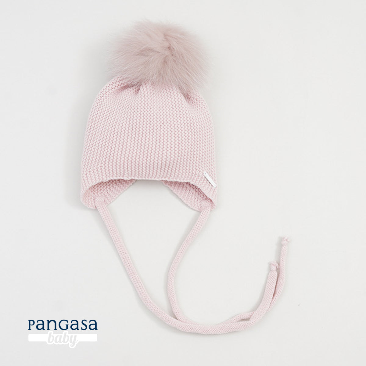 Gorro Orejero Aviador Rosa Empolvado Pangasa Baby 🎀 3-36M | Con pompón desmontable