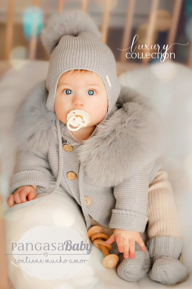 Trenka Luxury Pelo Gris Pangasa Baby 🐭 Abrigo suave y elegante para tu peque