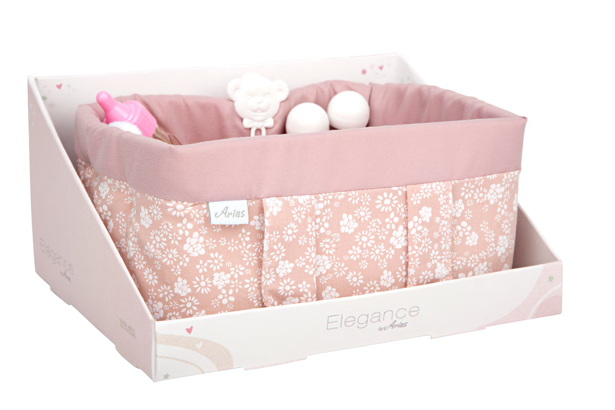 Canastilla Elegance Rosa con Accesorios 10 en 1 | Muñecas Arias