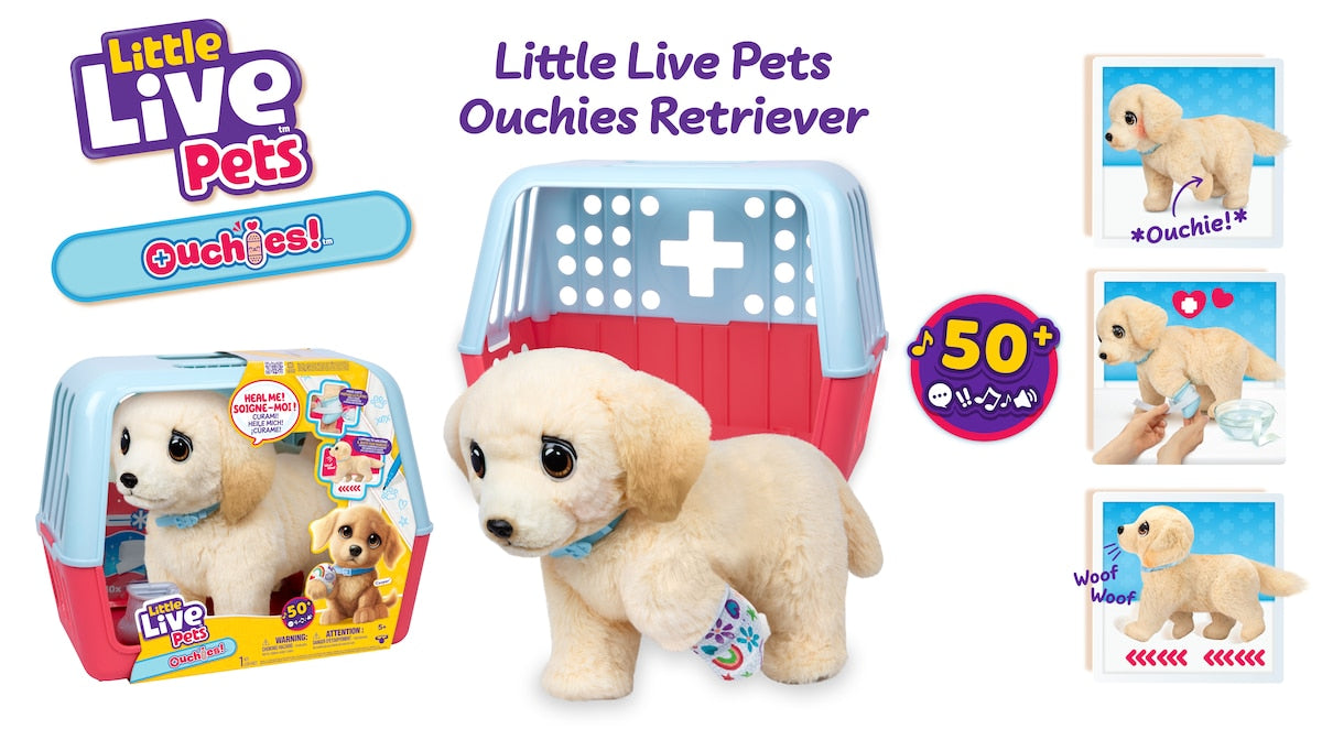Peluche interactivo Ouchies Retriver Little Live Pets Moose