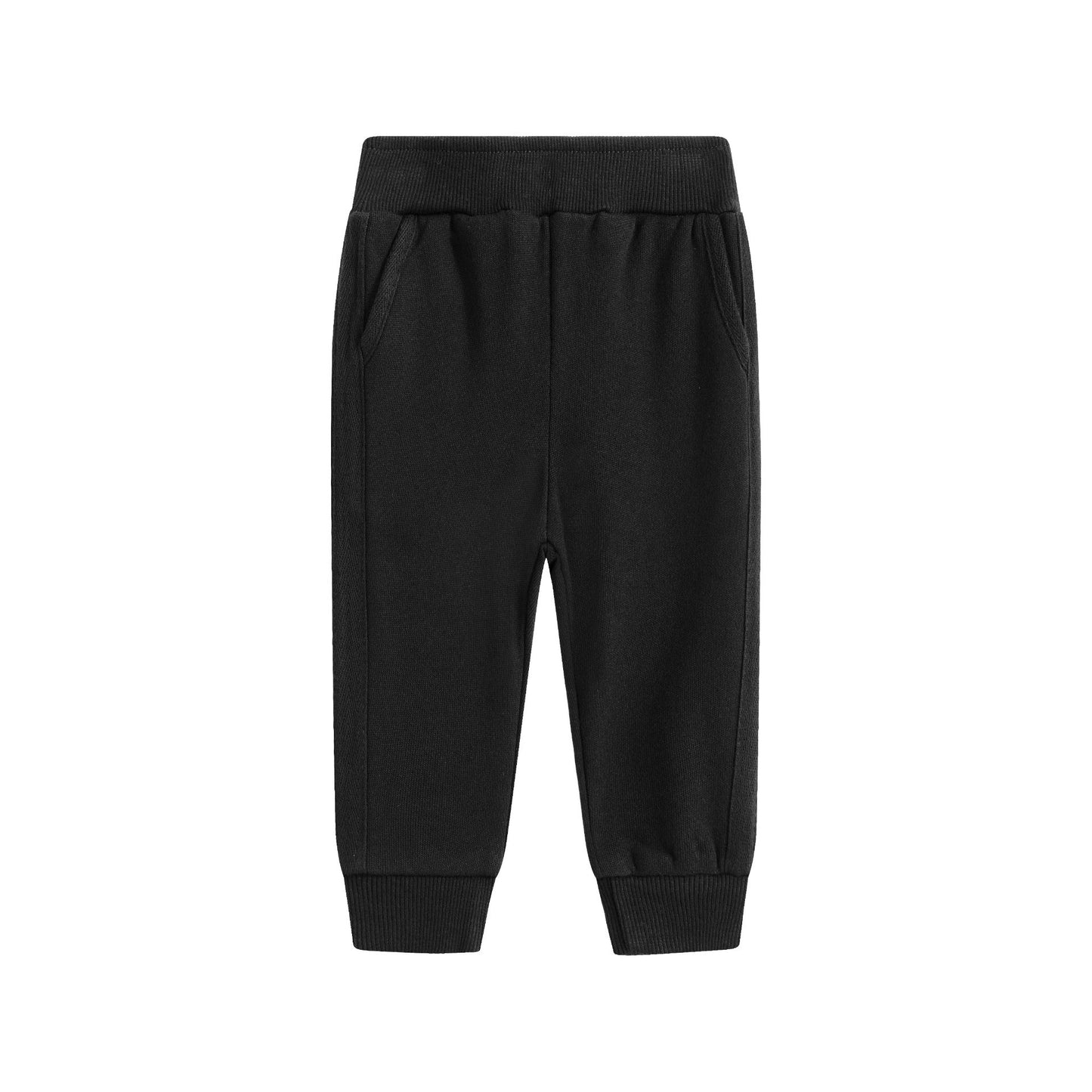 Pantalón Básico Bebé Niño Negro con Bolsillos y Puños Elásticos 👶🖤 (6-30M) BBV71153