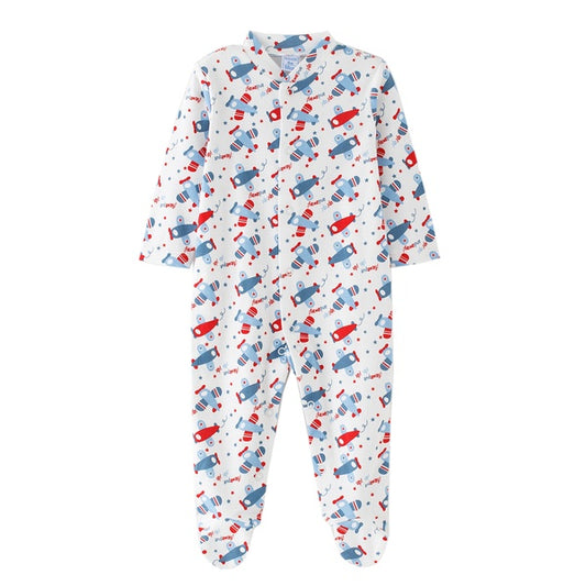 Pijama bebe 100% algodon con estampado aviones apertura con automaticos en la parte delantera de la prenda