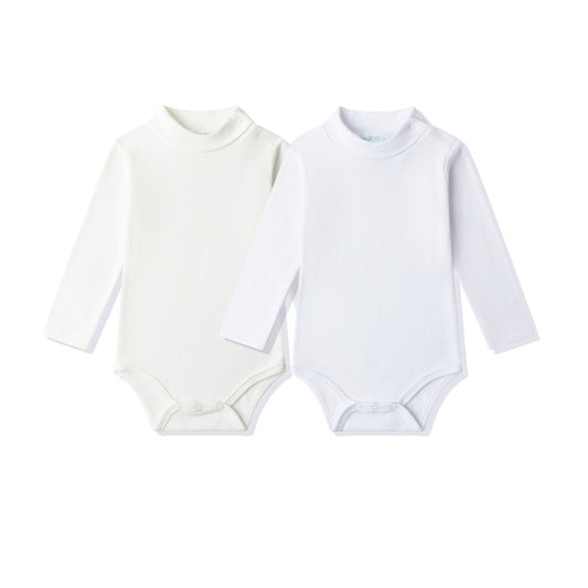 Pack 2 Bodies Bebé Cuello Cisne Vuelto 100% Algodón | Blanco y Crudo | 6-24 meses