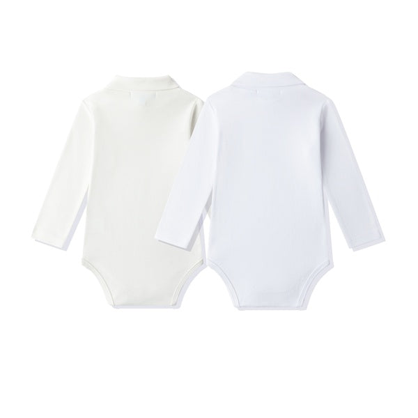 Pack 2 Bodies Bebé Cuello Cisne Vuelto 100% Algodón | Blanco y Crudo | 6-24 meses