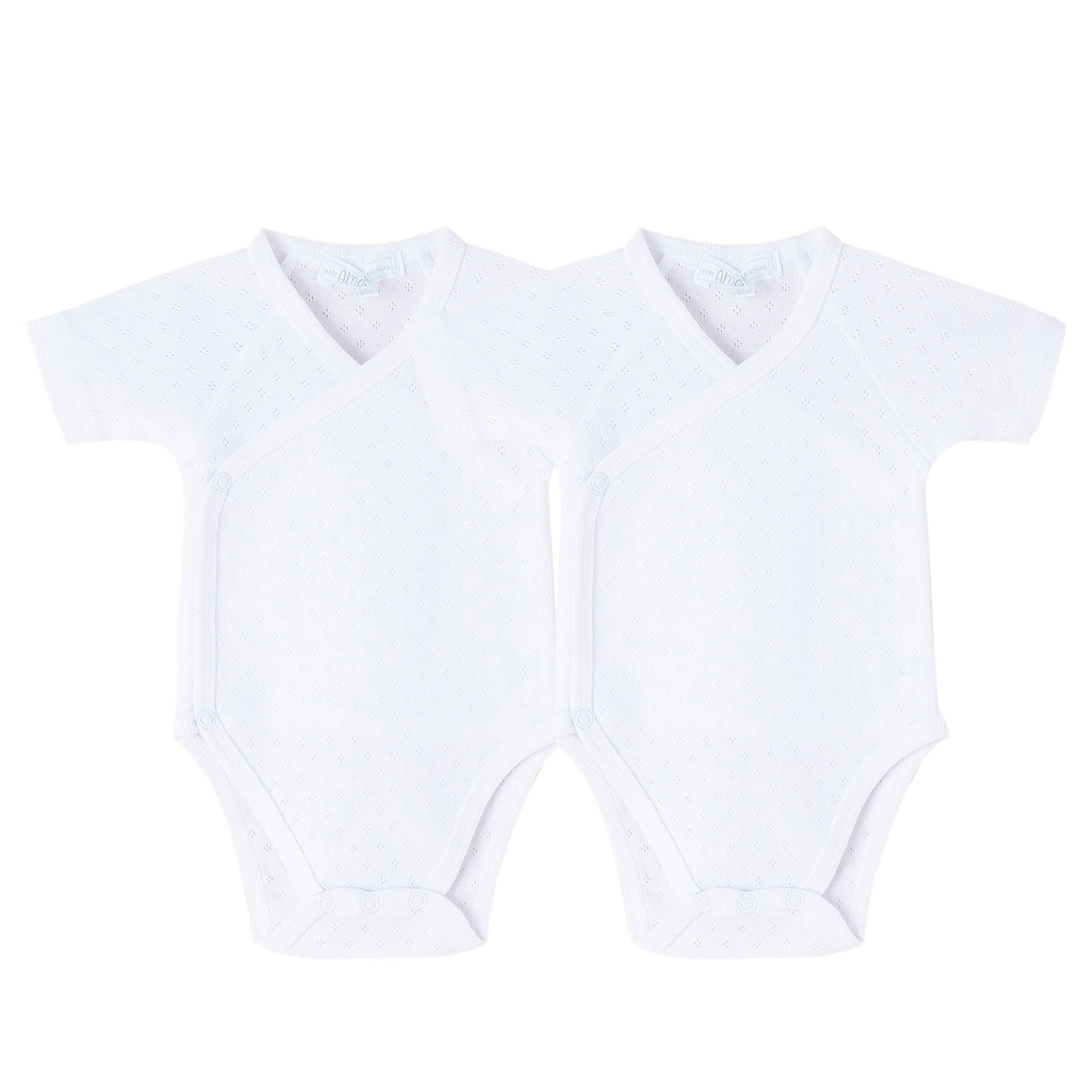 Bodies pack cruzado calados para bebe recien nacido m/c blanco + blanco