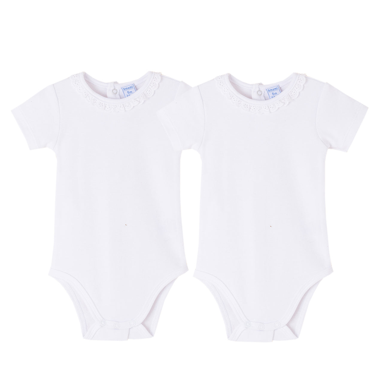 Bodies pack de 2pcs m/c cuello encaje blanco+blanco