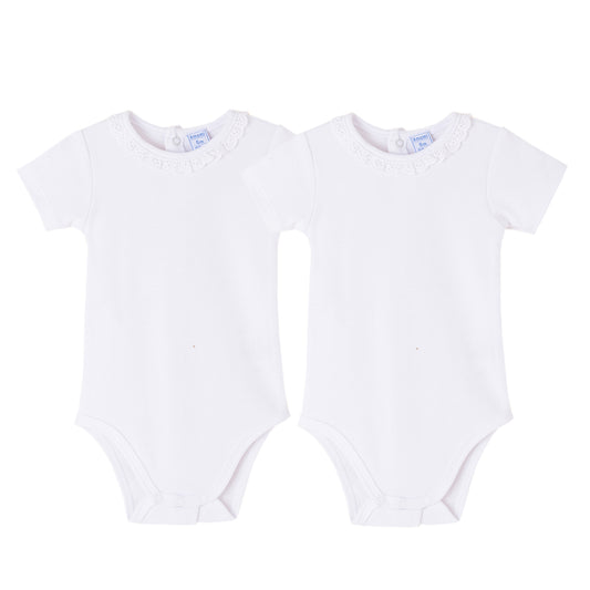 Bodies pack de 2pcs m/c cuello encaje blanco+blanco