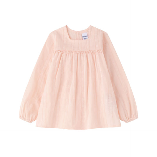 Blusa bebé niña manga larga con cuello volante color salmón 🌸 - BGV93537