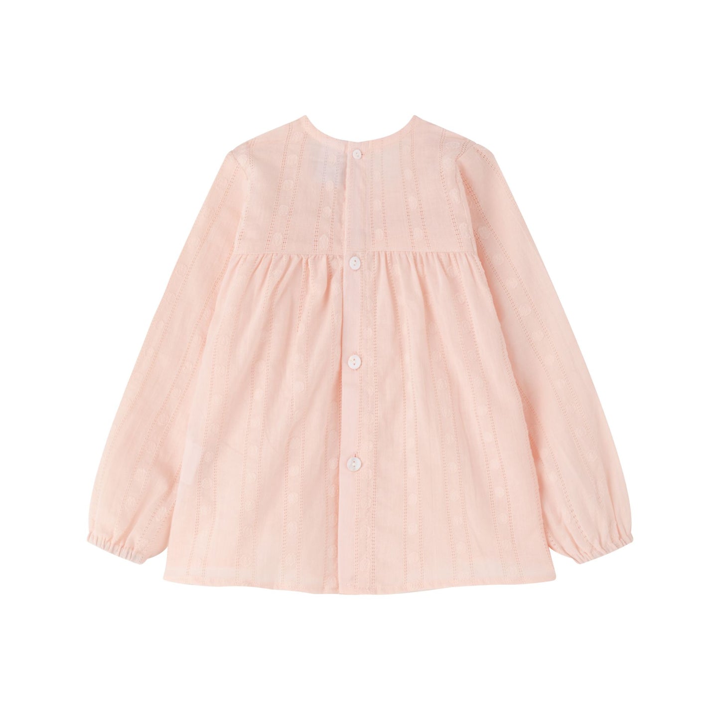 Blusa bebé niña manga larga con cuello volante color salmón 🌸 - BGV93537