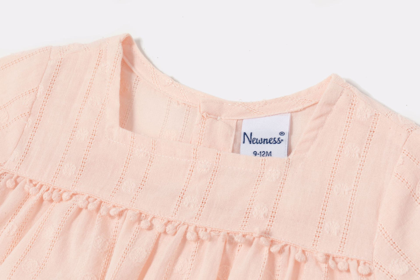 Blusa bebé niña manga larga con cuello volante color salmón 🌸 - BGV93537