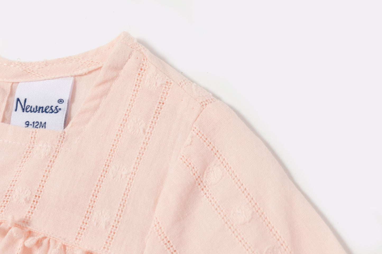Blusa bebé niña manga larga con cuello volante color salmón 🌸 - BGV93537