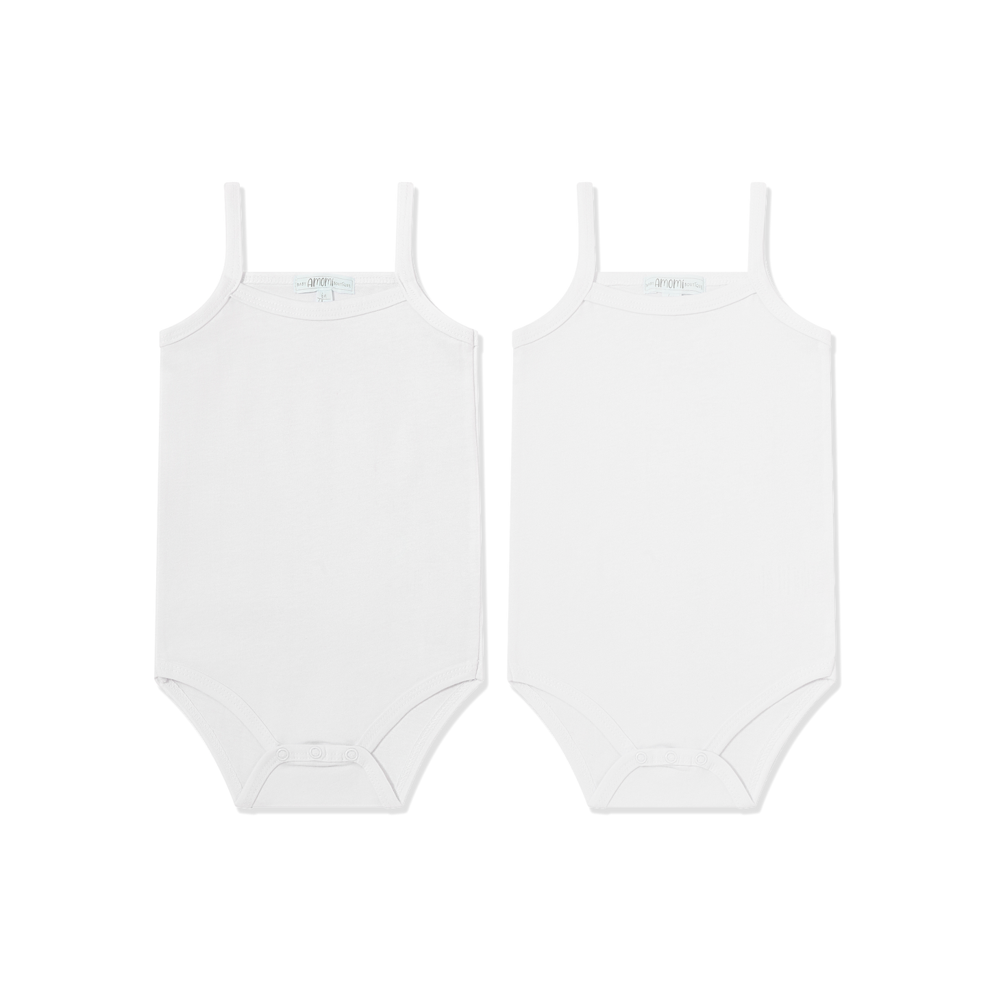 Bodies tiranta fina bebe 100% algodón pack dos unidades blancos 6-24 meses