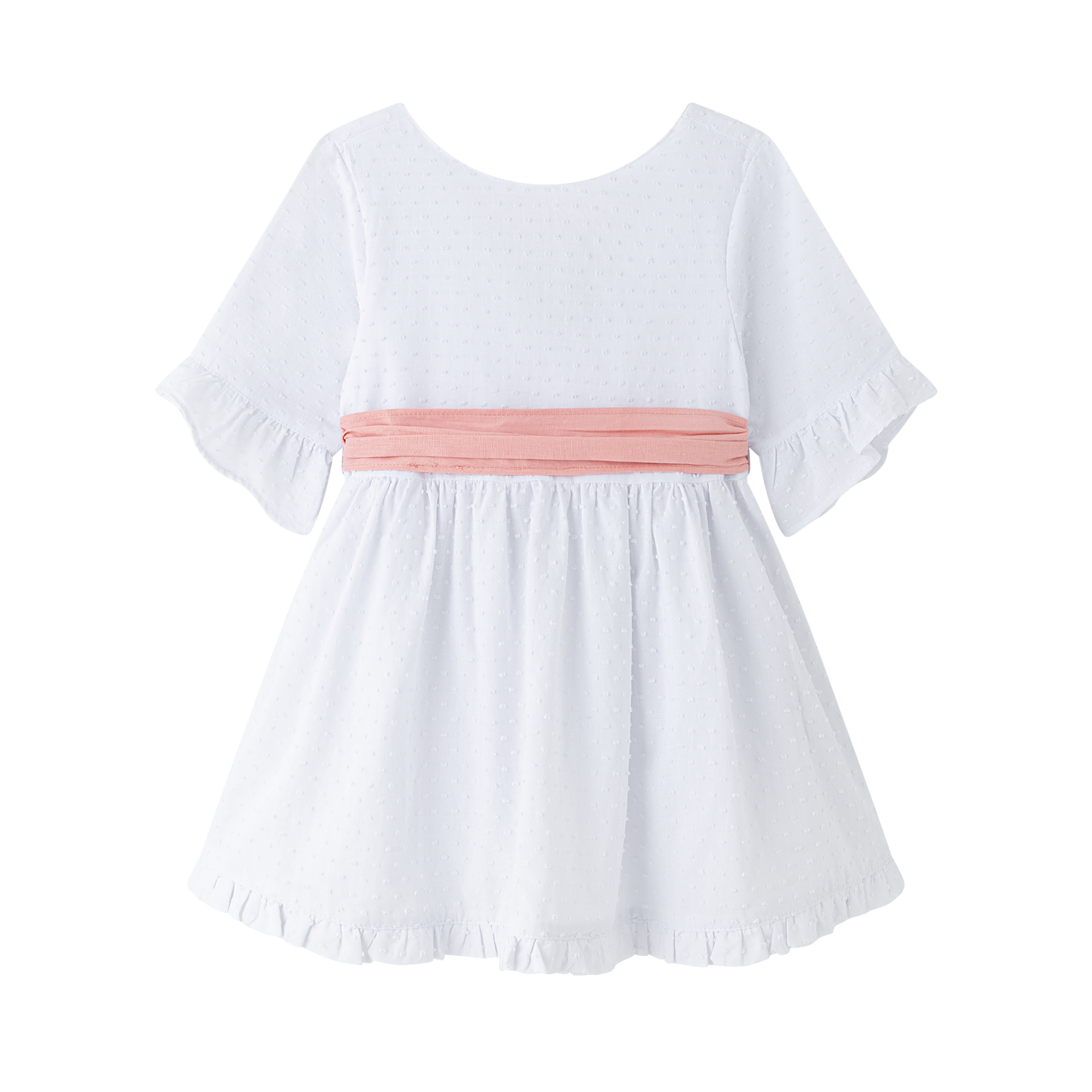 Vestido de Fiesta Niña Blanco con Cinturón