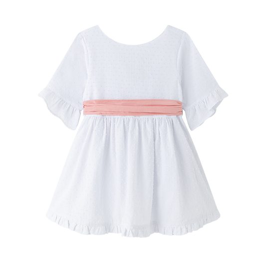 Vestido de Fiesta Niña Blanco con Cinturón