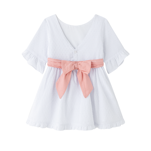 Vestido de Fiesta Niña Blanco con Cinturón
