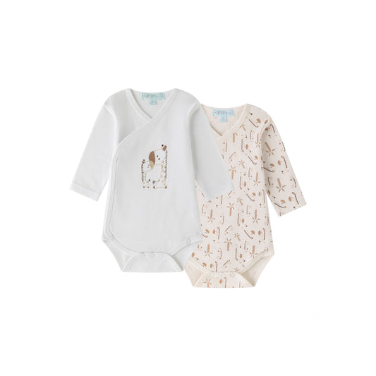 Pack 2 Bodies Bebé Manga Larga Estampados Jirafas y Palmeras 0-9 meses