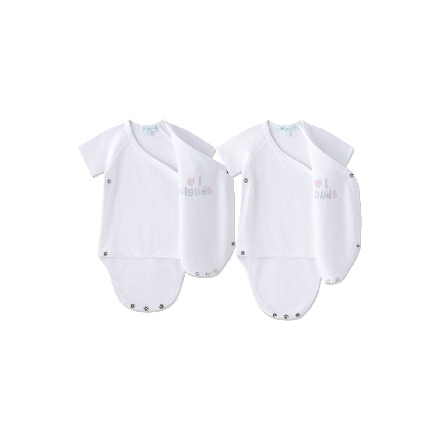 Pack 2 Bodies Cruzados Recién Nacido “I Love Abuelo & Abuela” 0-3 meses