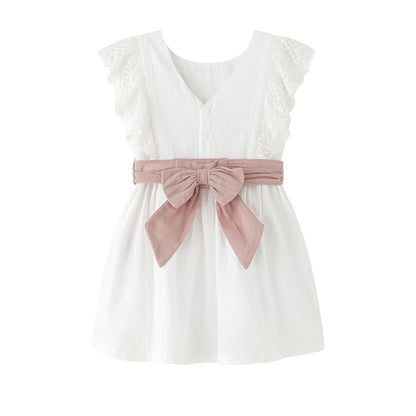 Vestido de fiesta de niña. Detalle de lazo en la cintura 3-10 años