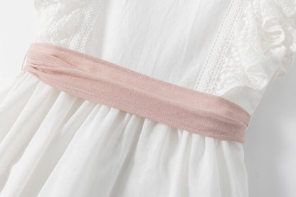 Vestido de fiesta de niña. Detalle de lazo en la cintura 3-10 años