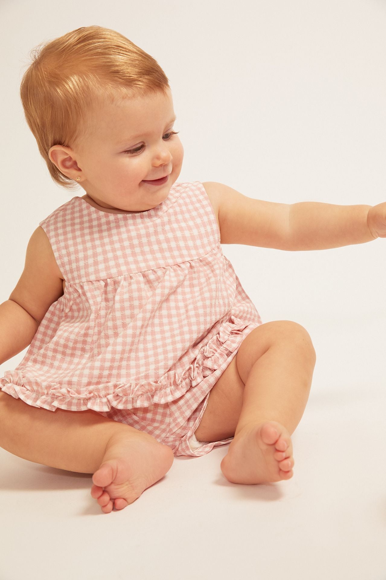 Short tejido con cintura elástica, estampado cuadros bebe 6-24 meses