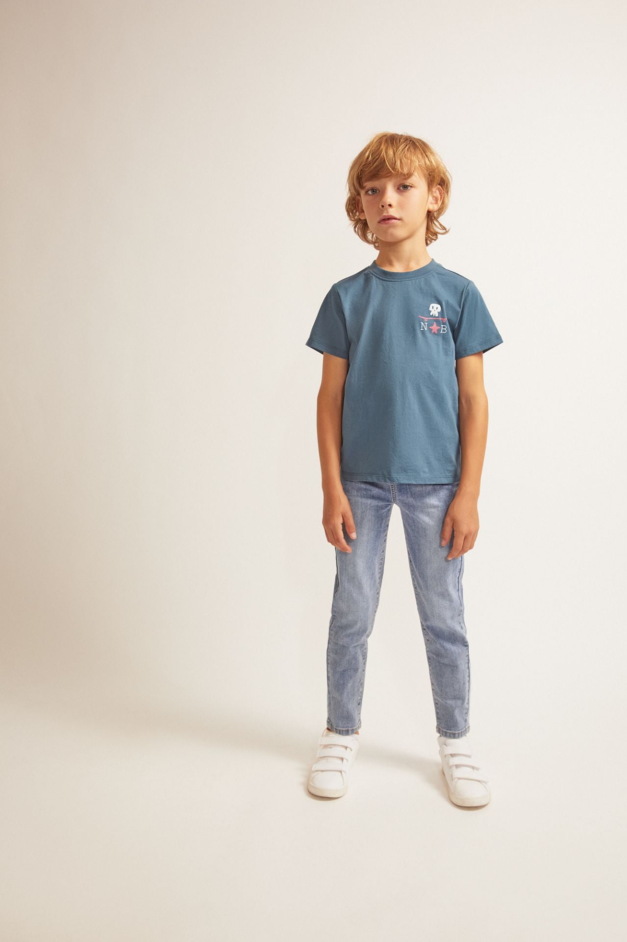 Camiseta manga corta niño 3-12 años  NB azul pato