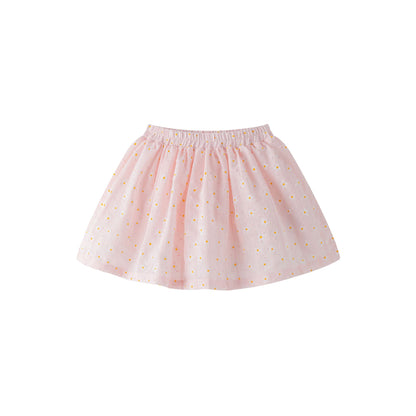 Falda de tejido estampado margaritas con cintura elástica
