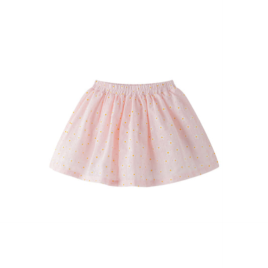Falda de tejido estampado margaritas con cintura elástica