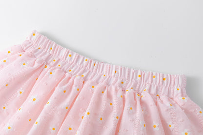 Falda de tejido estampado margaritas con cintura elástica