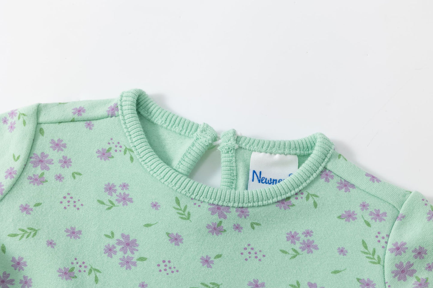 Vestido felpado bebé niña verde manga larga con frunce 🌿👶 - BGI65506