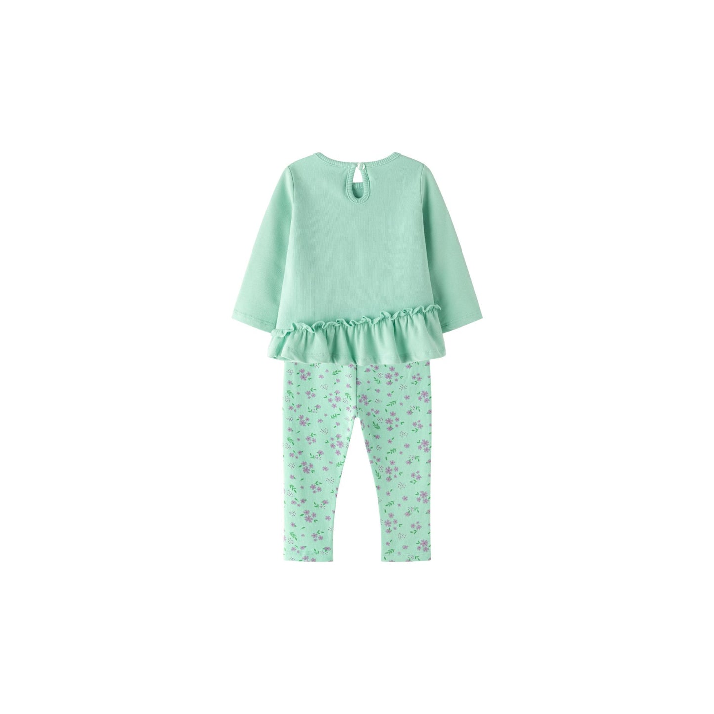 👶🌸 Conjunto bebé niña sudadera + jegging flores | Verde 6-24M - BGI65507
