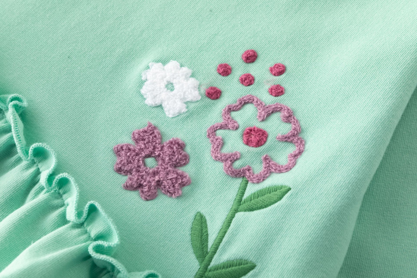 👶🌸 Conjunto bebé niña sudadera + jegging flores | Verde 6-24M - BGI65507